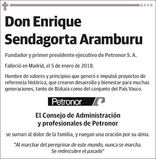 Se ha ido un gran emprendedor y empresario: Enrique Sendagorta Aramburu