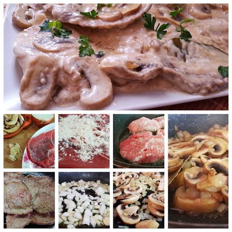 Filetes de ternera en salsa de champiñones Filetes de ternera en salsa de champiñones