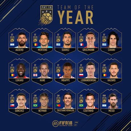 Nominaciones equipo del año en FIFA 18