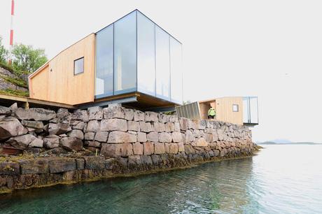 Cabañas sobre el mar, diseño en una isla Noruega.