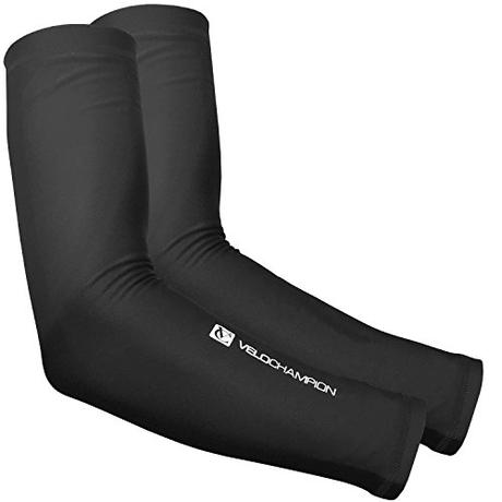 VeloChampion Thermo Tech Lite Calentadores de brazos para ciclismo - Negros Arm Warmers (Black, Medium)