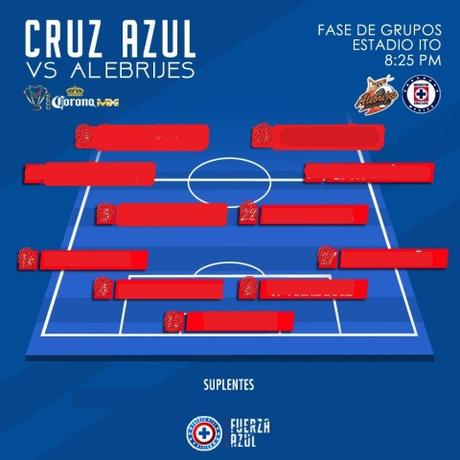 Alineación de Cruz Azul vs Alebrijes de Oaxaca en la Copa MX Alineación de Cruz Azul vs Alebrijes de Oaxaca en la Copa MX