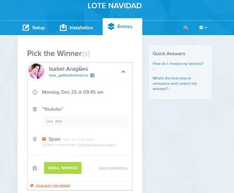 Ganadora del sorteo de NAVIDAD Ganadora del sorteo de NAVIDAD