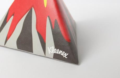 Este packaging de Kleenex en forma de volcán es realmente genial