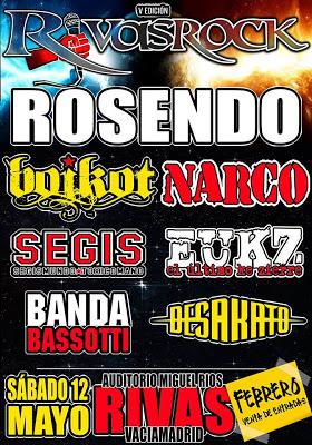 Rivas Rock 2018: Rosendo, Boikot, Narco, Desakato, Banda Bassotti, EUKZ y Segismundo Toxicómano Rivas Rock 2018: Rosendo, Boikot, Narco, Desakato, Banda Bassotti, EUKZ y Segismundo Toxicómano