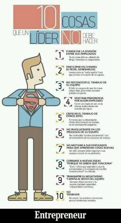 Infografía: 10 Cosas que un líder no debe hacer- Fomentar la...