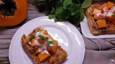 Tarta de hojaldre y papaya Tarta de hojaldre y papaya