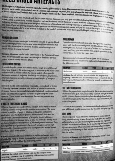 Imágenes filtradas del codex Demonios del Caos: Artefactos y costes