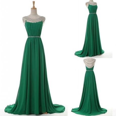 Modern Scoop Beading A-line Green Long Bridesmaid Dress For Wedding Party - Dressywomen.com.