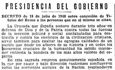 Una treintena de herederos del franquismo mantienen los títulos nobiliarios otorgados por el dictador.