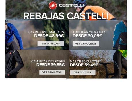 Descuentos indumentaria Castelli. Rebajas de hasta el 40%