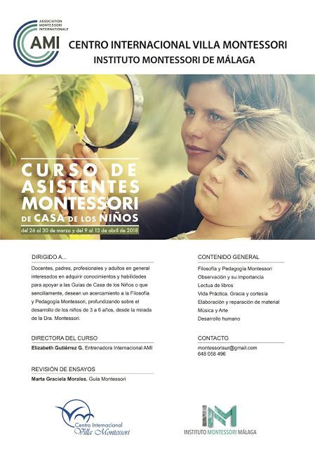 Curso de Asistentes Montessori de Casa de los Niños. AMI. Málaga. Primavera. Inscríbete ahora.
