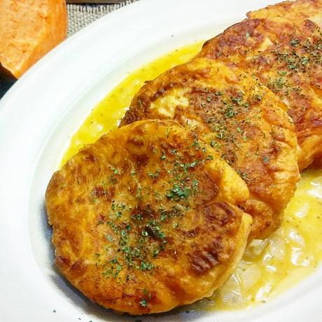 Pasteles de patata y boniato al vino blanco