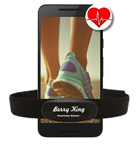 BerryKing - Correa de pecho con Bluetooth 4.0 y ANT para aplicaciones Runtastic, Wahoo, Strava, para iPhone 4S/5/5C/5S/6/6S/6+ y Android, medidor de frecuencia cardíaca/sensor Ant + Bluetooth 4.0 para Garmin, TomTom, iPhone, Android Heart Beat