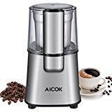 Aicok Molinillo de café de Acero inoxidable para Semilla, Especia, Pimienta, Electrico Molinillo de café con Desmontable tazón, Capacidad de 65g adecuado para 13 taza de café, 200W