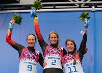 Tatjana Huefner, Natalie Geisenberger y Erin Hamlin