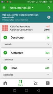 FatSecret exceso calorías diarias