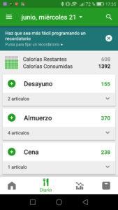 FatSecret calorías diarias