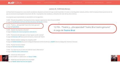 El teatro Brut, Teatro y discapacidad en MADferia, por Manu Medina