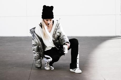 SILVER COAT & SPORT PANTS