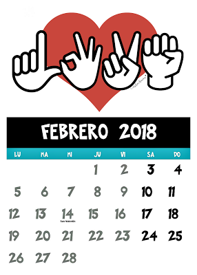 Calendario de Febrero, descarga gratuita