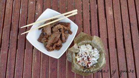 Ternera al aroma de naranja con arroz