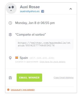 Ganadora del sorteo CUESTA DE ENERO