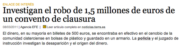 Monja blanca ...dinero negro!