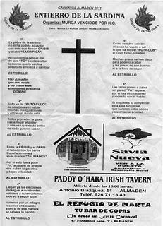 Letra del Entierro de la Sardina. Carnaval de Almadén 2011