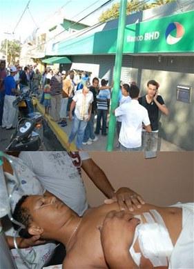 Tres heridos en un asalto sucursal BHD