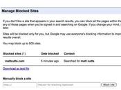 Goolge permite usuarios bloquear sitios resultado búsqueda.