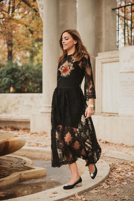 vestido de encaje negro