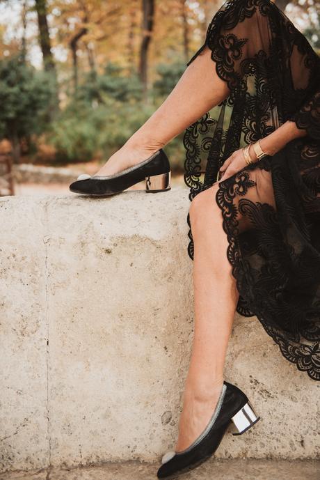 vestido de encaje negro