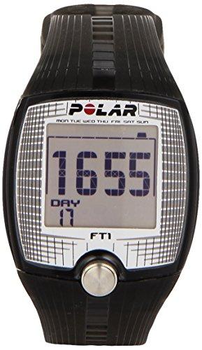 Polar FT1 - Reloj con pulsómetro y pantalla grande de fácil lectura para inicio en fitness (negro/ plata)