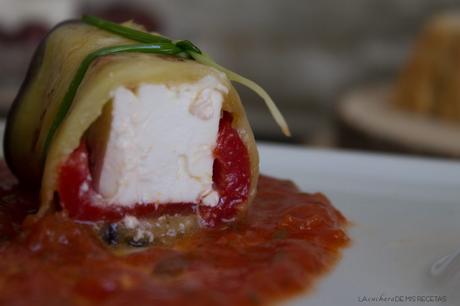 Rollitos de berenjena con queso feta Rollitos de berenjena con queso feta