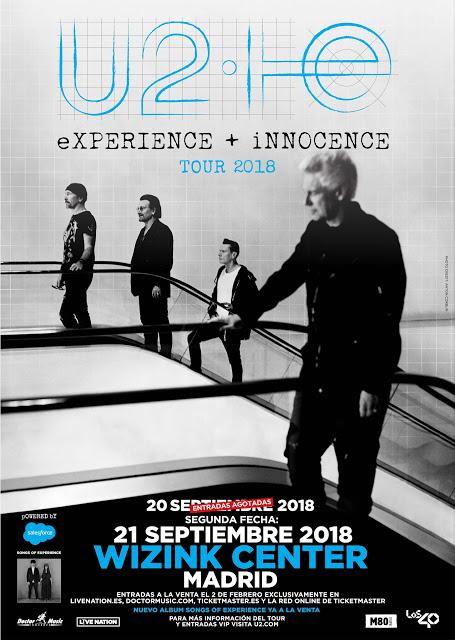 U2 agotan entradas para el día 20 y anuncian segunda fecha el 21 de septiembre en el WiZink Center de Madrid U2 agotan entradas para el día 20 y anuncian segunda fecha el 21 de septiembre en el WiZink Center de Madrid