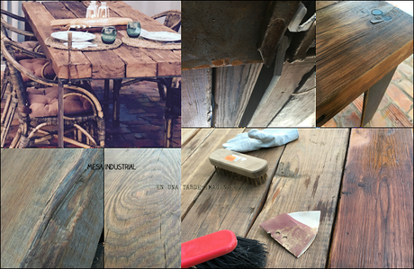 Mesa de madera y hierro industrial diy