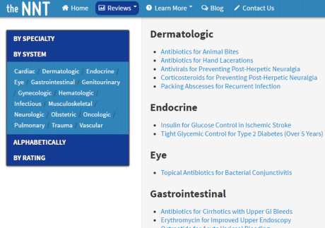 Resúmenes rápidos de medicina basada en la evidencias mediante NNTs: The NNT Group