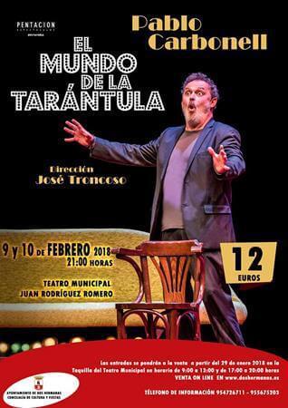 Salen a la venta las entradas para el espectáculo “El Mundo de la Tarántula” con Pablo Carbonel