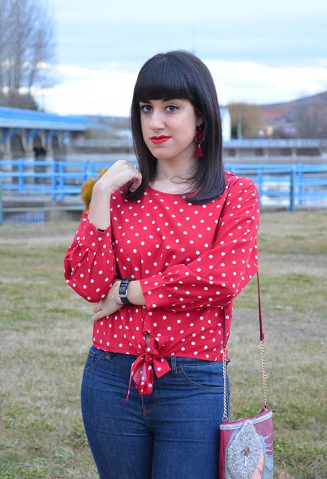 Top rojo con lunares
