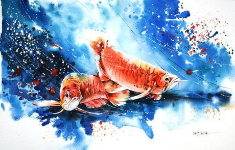 Pinturas en acuarela de animales y mujeres de Jay Alam