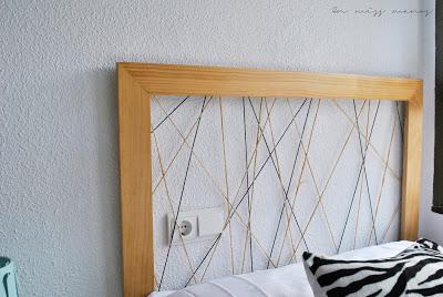 DIY Cabecero marco de madera + cuerda