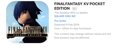 Final Fantasy XV Pocket Edition llegará el 9 de febrero Final Fantasy XV Pocket Edition llegará el 9 de febrero