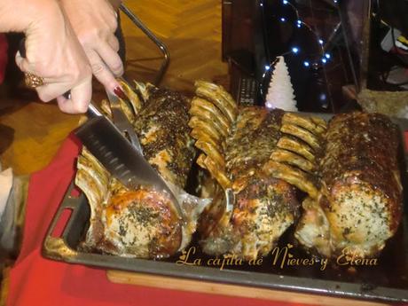 Carré de cerdo con salsa de queso gorgonzola