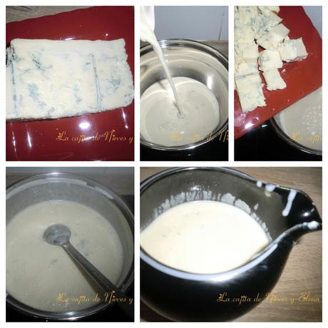 Carré de cerdo con salsa de queso gorgonzola