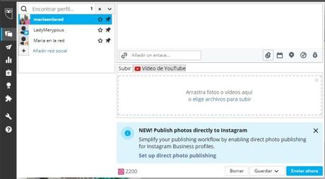 editor en hootsuite para publicar en instagram