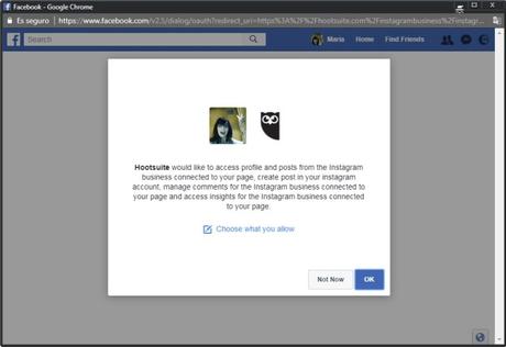 Autentificación en Facebook para publicar en Instagram desde Facebook | Maria en la red