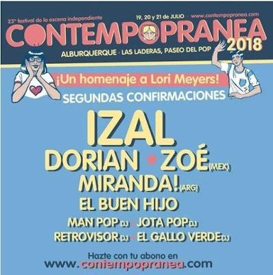 Contempopránea 2018: IZAL, Dorian, Zoé, Miranda!, El Buen Hijo...