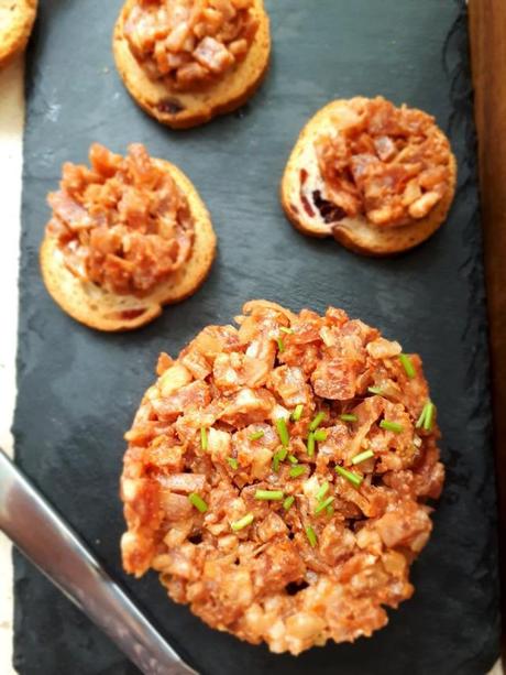 Tartar de Fuet , aperitivo rico, fácil y sorprendente