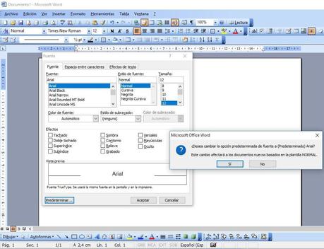 Cómo cambiar la fuente predeterminada en Microsoft Word 2003
